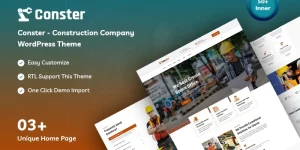 Conster is a construction company for WordPress themes. The theme is for websites emerged on online support