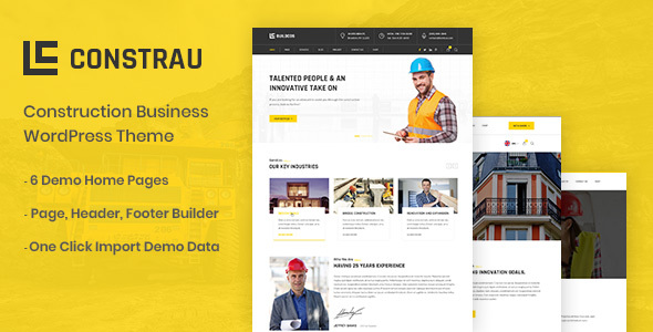 Boost your construction business with Constrau WordPress theme! Fully responsive