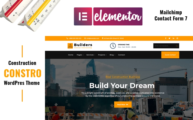 Here is Constro comes in a top-notch toolkit ideal for constructing your site. Constro is real construction website. It is made by Elementor Page Builder which is very easy to use customize from your frontend area. It is drag drop elements. If you are very new for wordpress don't worry…