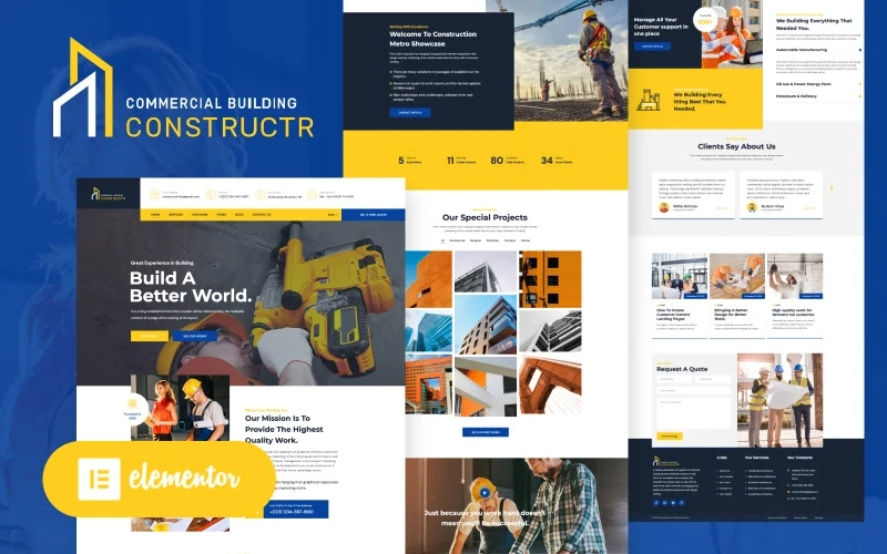 Constructr is a unique WordPress theme built on Elementor page builder suitable for various types of Construction