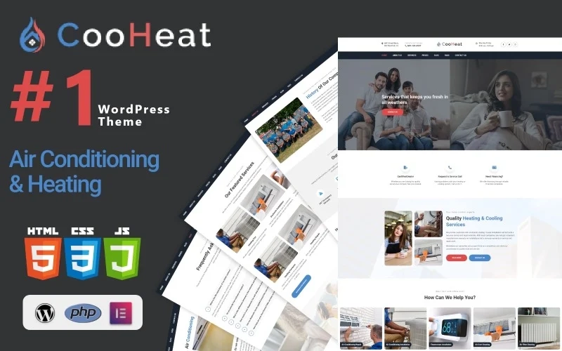 CooHeat is a strong and powerful WordPress theme for HVAC businesses. It's especially designed and developed for for air conditioning