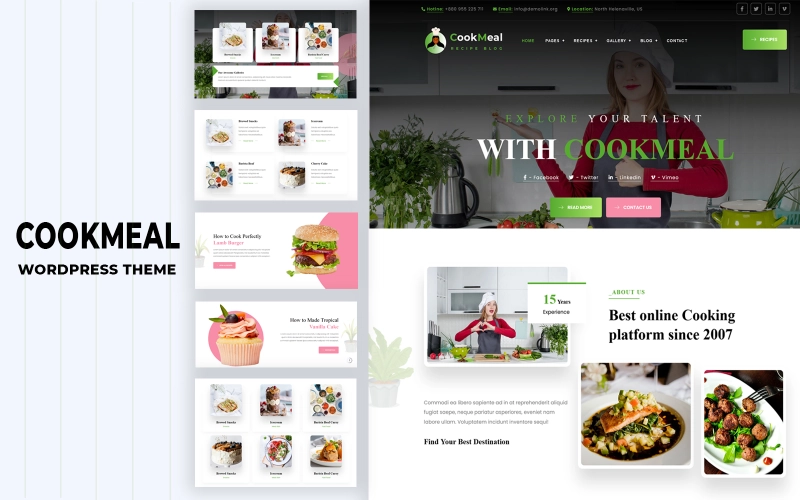 Cookmeal is a Premium Quality WordPress theme for cooking