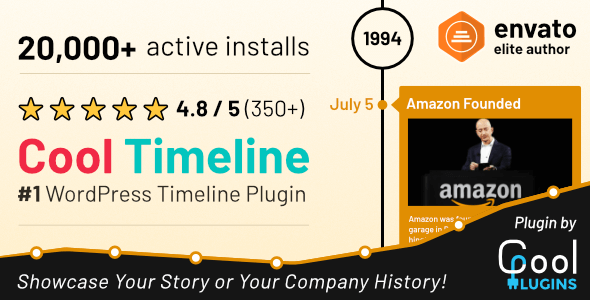 Cool Timeline Pro is an advanced WordPress timeline plugin that showcases your life history timeline or your company’s story timeline in a responsive horizontal or vertical chronological order based on the year and the date of your posts.