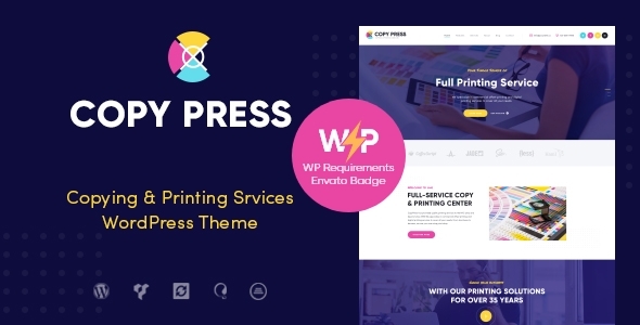 CopyPress is the elegant modern Printing Services WordPress Theme. Its stylish design especially fits printing and copying services