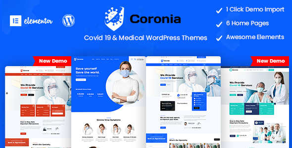 Coronia Medical Prevention and Symptoms developed Services WordPress Theme specifically for all types of Coronavirus