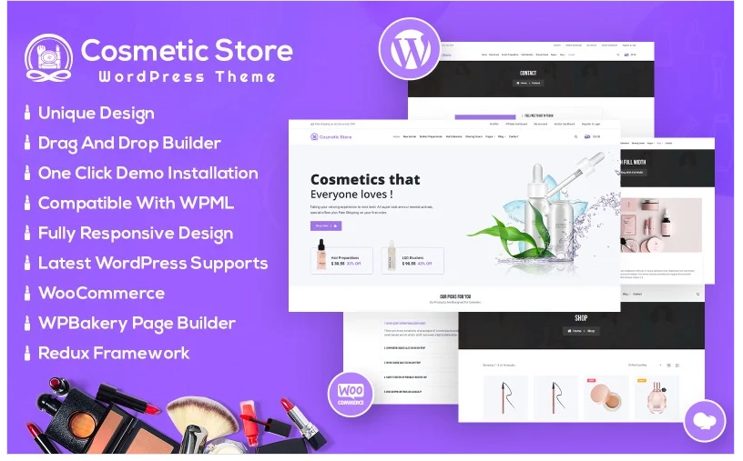 Elevate your beauty business with the Cosmetic Store WooCommerce Theme! This all-in-one solution features diverse categories like hair care