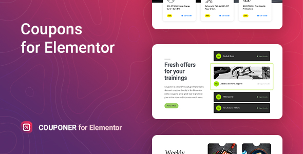 Couponer is a WordPress plugin that creates coupons directly in the Elementor editor. Coupons are a great way to promote your online store and increase overall sales. You can offer discounts and deals to convince users to order your service or make a purchase immediately.