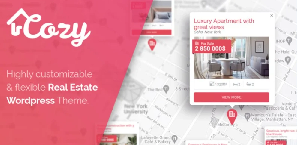 Discover Cozy – a premium Real Estate WordPress Theme designed to elevate your real estate business. Perfect for agents and agencies