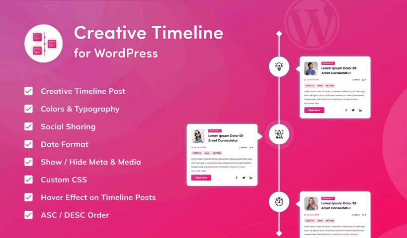 Creative Timeline for WordPress is an effective and user-friendly way to showcase your timeline in the best way. It is an effective and user-friendly way to beautify your WordPress Custom posts on your website with timeline concept. This plugin helps you showcase timeline elegantly and make your site looks more…