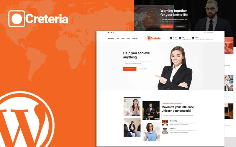 Creteria is a Digital Agency  modern WordPress theme with an orange modern color scheme. This theme is a great fit for all kinds of agency