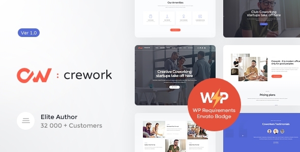 Transform your coworking space website with Crework! Get this versatile WordPress theme and more from Bevaultx. Subscribe now for thousands of premium themes.