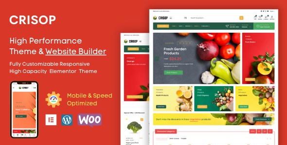 Crisop - Elementor Organic Food Store Theme is the ultimate solution for anyone looking to build an appealing and functional website for organic food stores. This WordPress theme