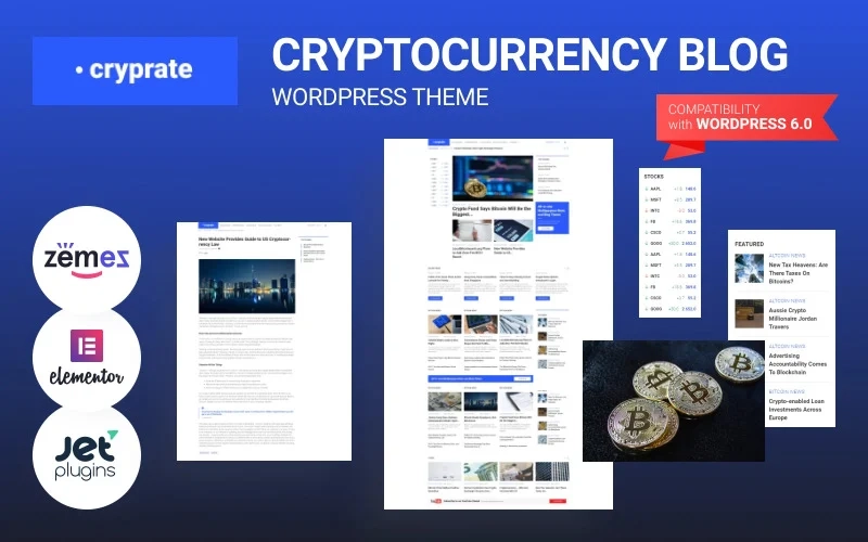 In need of a premium theme for your cryptocurrency blog? Here is a great decision - Cryprate! This theme has a stylish design