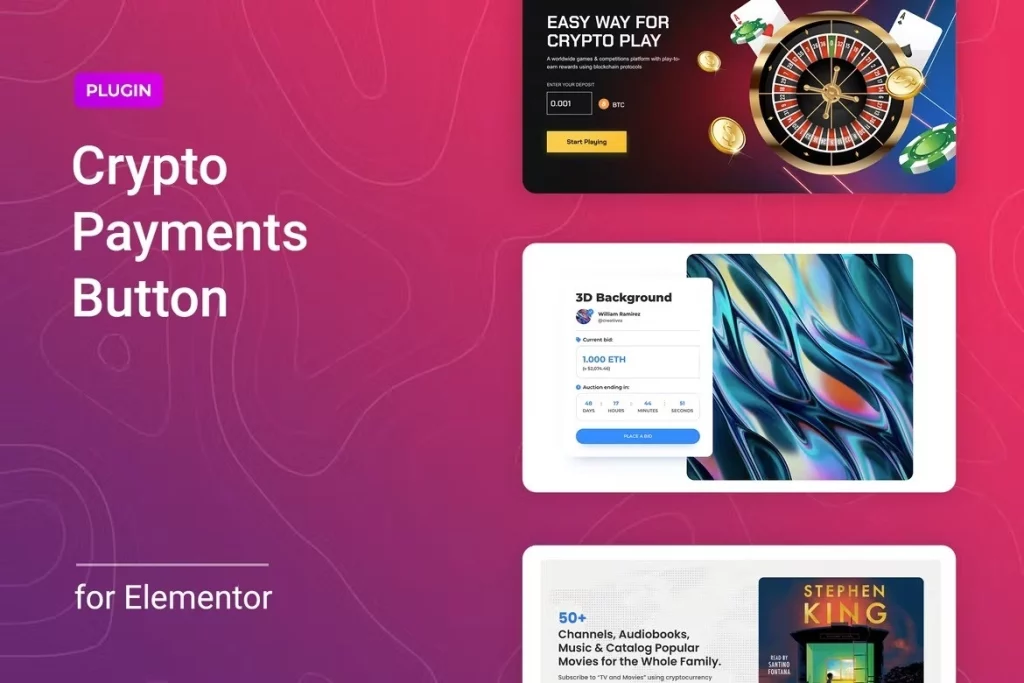 The Criptopayer is a simple and lightweight cryptocurrency donate WordPress plugin for Elementor. It is based on a secure and reliable NOWPayments API that allows accepting payments and donations easily and fast. Nowadays