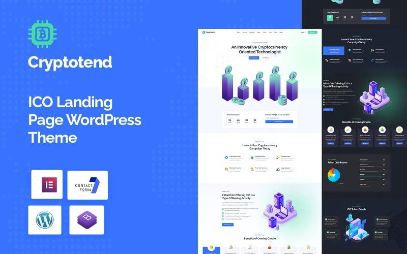 Cryptotend - Bitcoin  Cryptocurrency Landing Page WordPress Theme is meant particularly for bitcoin cryptocurrency mining and exchange websites fit any form of smart for building websites for ICO