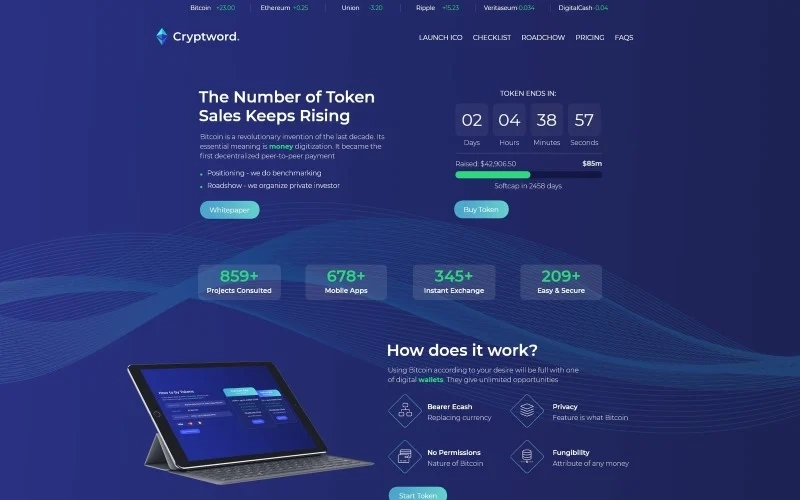 In need of a premium theme for your cryptocurrency website? Here is a great decision - Cryptword! This theme has a stylish design