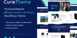 Curie is a theme specially created for book authors and writers. This WordPress theme was developed based on the needs and requests of our clients and includes a set of features and sections that book authors expect to see when creating their personal websites. With the help of our theme