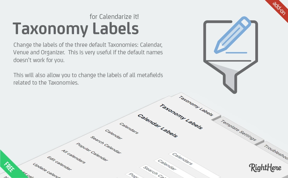 Enhance your WordPress site with Custom Taxonomy Labels for Calendarize it! Tailor calendar labels to fit your brand for a clear