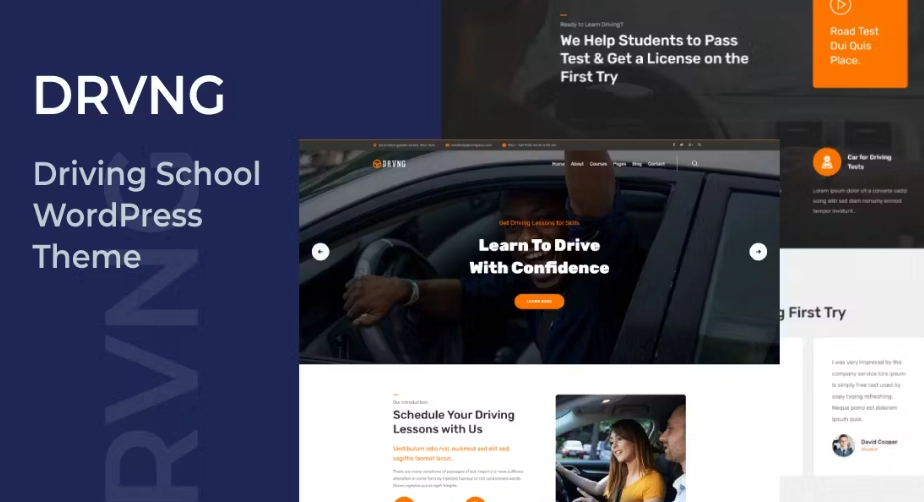 Discover DRVNG – the ultimate Driving School WordPress Theme! With a fully responsive design