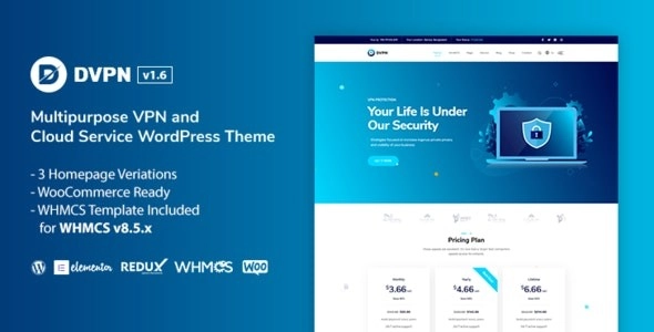 DVPN is a Multipurpose VPN and Cloud Service WordPress Theme