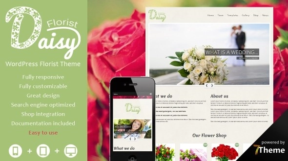 Daisy is a WordPress florist theme. It is designed for florist  gardener business and flower shop and can be changed easily to whatever you might need