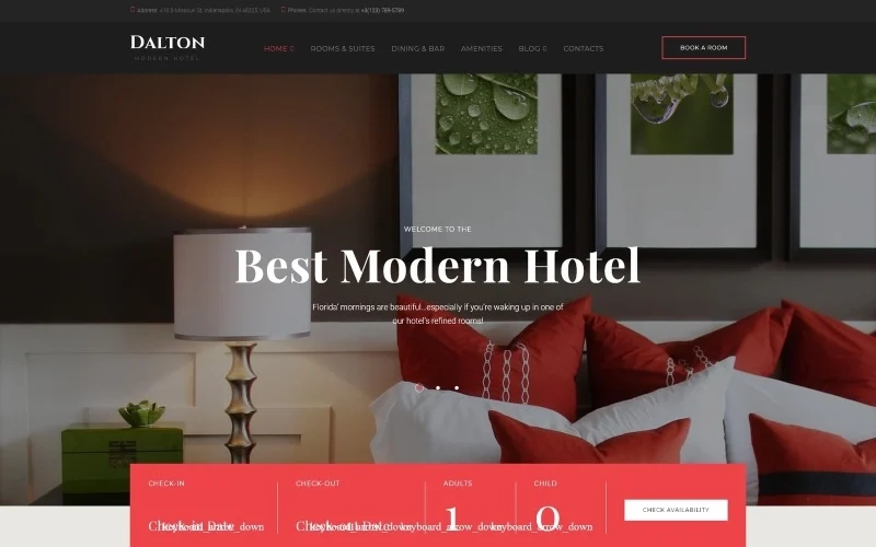 Dalton is a modern hotel WordPress theme