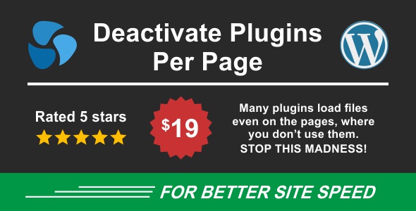 Optimize your WordPress site by selectively deactivating plugins on specific pages. Faster load times and better SEO with Deactivate Plugins Per Page!