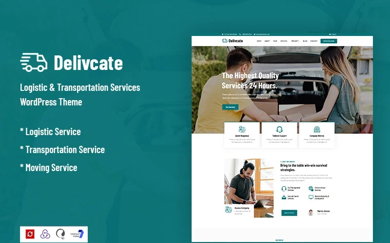 Delivcate – Logistic  Transportation Service WordPress Theme is a responsive theme for courier service. This template is very easy to customize with a great code structure