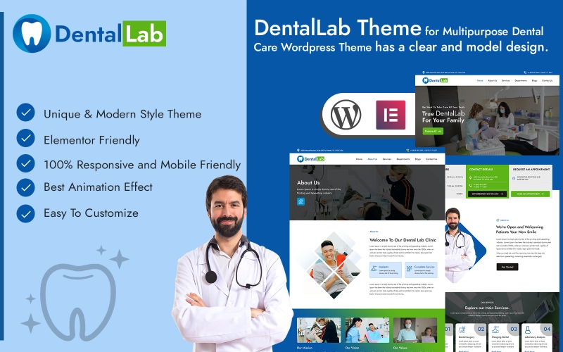 ATT Software presents a world-class DentalLab WordPress theme to help you conveniently develop new websites for dental clinics. The DentalLab WordPress theme is loaded with superior quality features.