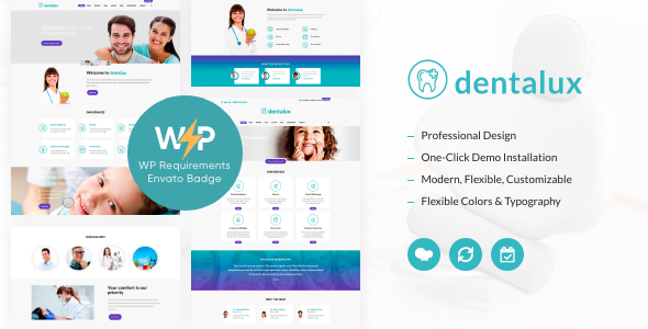 Transform your dental clinic's website with Dentalux – a premium WordPress theme offering elegant design