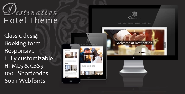 Destination is a responsive WordPress hotel theme designed for hotels