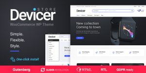 Devicer store theme is an all-in-one solution for an online digital store or electronics market. A fully integrated and styled Woocommerce shop section