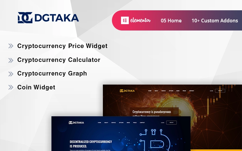 Dgtaka – Cryptocurrency WordPress theme is an awesome commercial Crypto Currency business website. You can start a new venture of online crypto-currency business using this site.