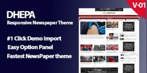 Dhepa Newspaper is a WordPress theme that lets you write articles and blog posts with ease. We offer great support and friendly help! Create a great news website with our newspaper WordPress template. It supports videos from YouTube. the theme is fast