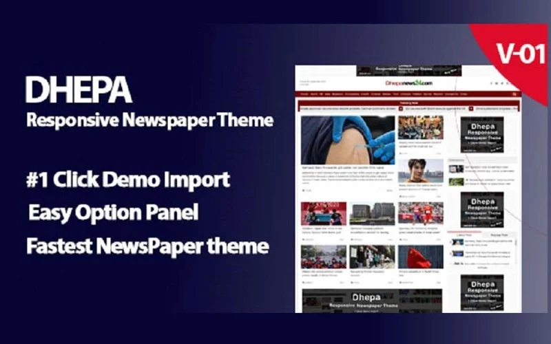 Dhepa Newspaper is a WordPress theme that lets you write articles and blog posts with ease. We offer great support and friendly help! Create a great news website with our newspaper WordPress template. It supports videos from YouTube. the theme is fast