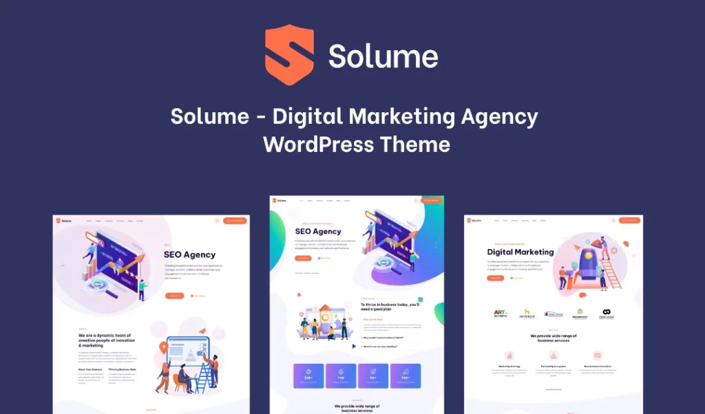 Solume is a robust Digital Marketing Agency WordPress Theme. It gives you the full ability to create modern business websites across a variety of possible fields