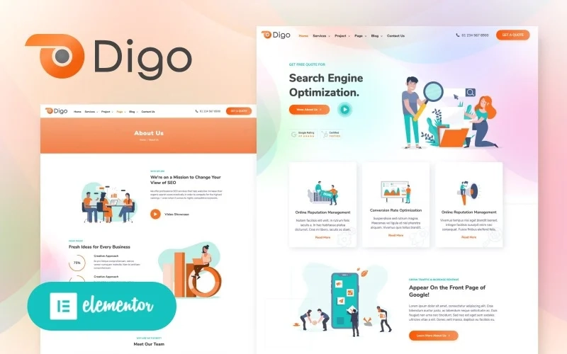 Digo is a very flexible Elementor WordPress theme built for Digital Marketing Agency