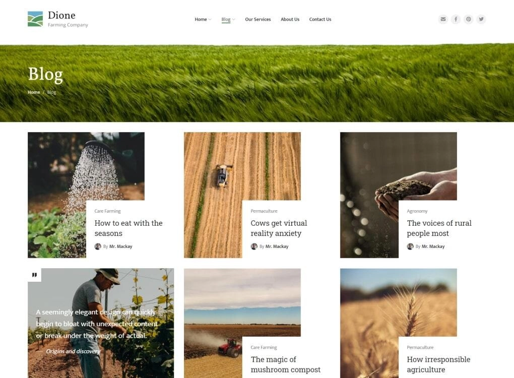 Fresh and modern theme for farmers