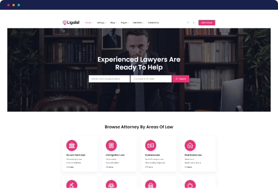 dLawyers is a beautiful lawyer directory WordPress theme for legal