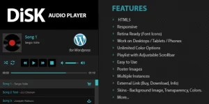 Elevate your website with the Disk Audio Player for WordPress! This HTML5 MP3 player features unlimited color options