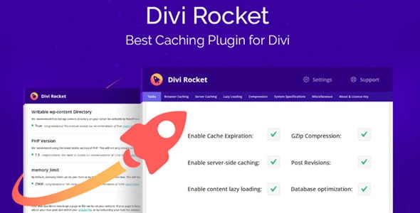 Divi Rocket was built from the ground up and fine-tuned specifically for speeding up the Divi Theme and has a number of features not available in any other caching plugin on the market. Since Divi Rocket was built specifically for Divi