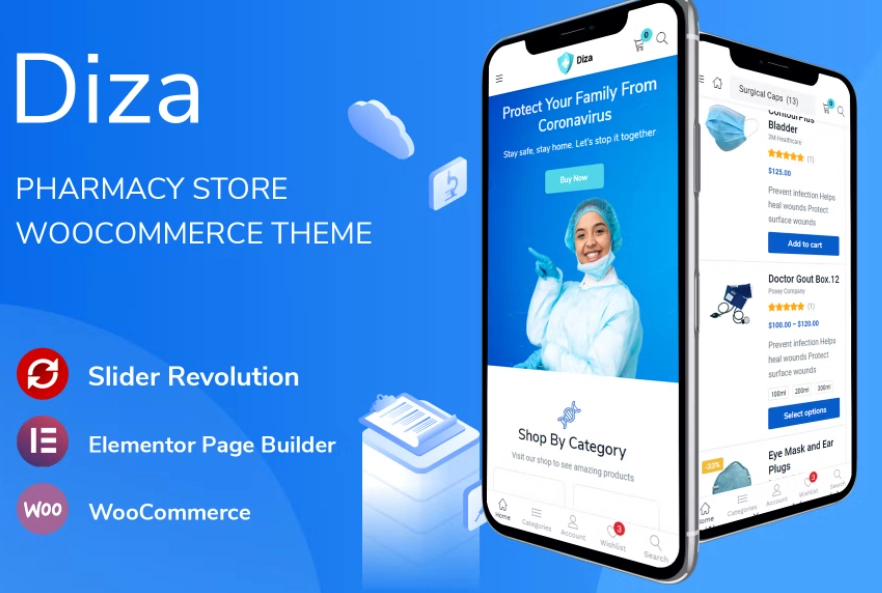 Boost your pharmacy or medical store online with Diza Theme. Easy to use