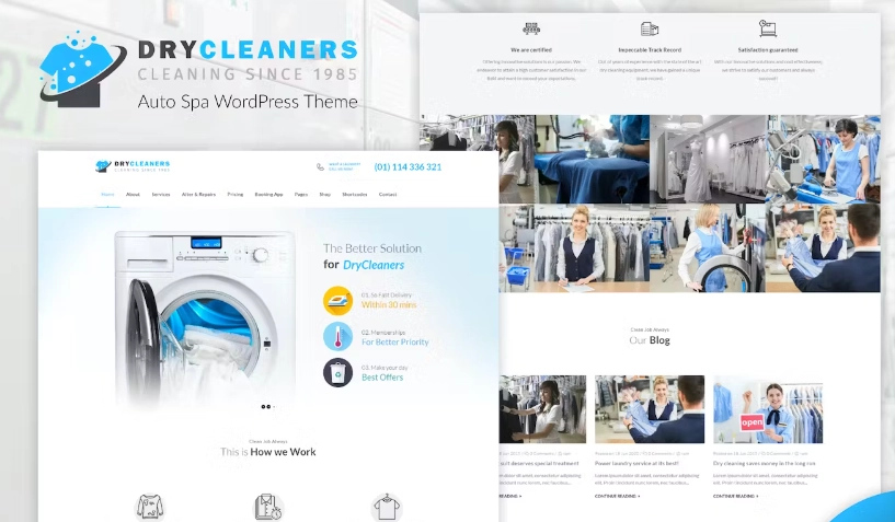 Elevate your laundry service website with the Dry Cleaning WordPress Theme! Perfect for dry cleaning