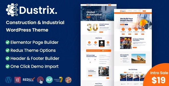 Dustrix is a 100% Responsive and Retina Ready WordPress Theme suitable for all types of Construction