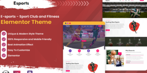 Elevate your gaming community with the E-sports - Sport Club and Fitness WordPress Theme! Featuring customizable layouts