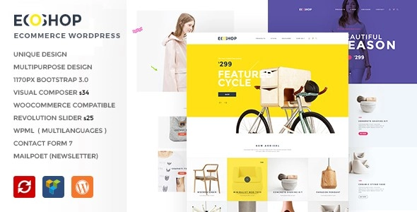 Create stunning online shops with ECOSHOP WordPress theme! Perfect for clothes