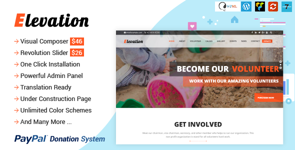 Create impactful charity websites with Elevation WP Theme. Access premium features  designs via Bevaultx to maximize donations  engage supporters.