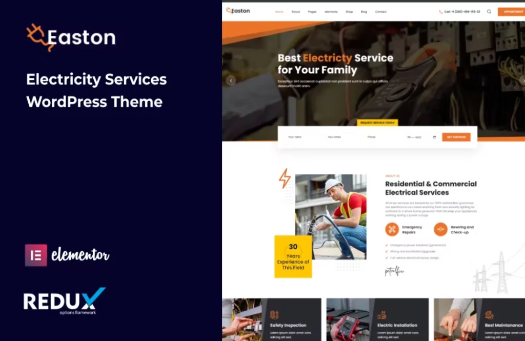 Easton – electricity services theme is a modern