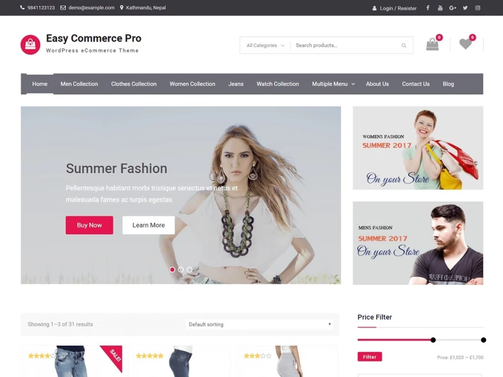 Easy Commerce Pro is a simple yet modern e-commerce WordPress theme. It is esthetically minimalist