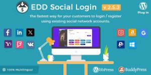 Easy Digital Downloads Social Login extension allows users to log in and checkout with social networks such as Facebook